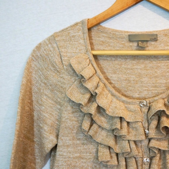 One A Gold Cardigan w/Front ruffle detal - Picture 3 of 6